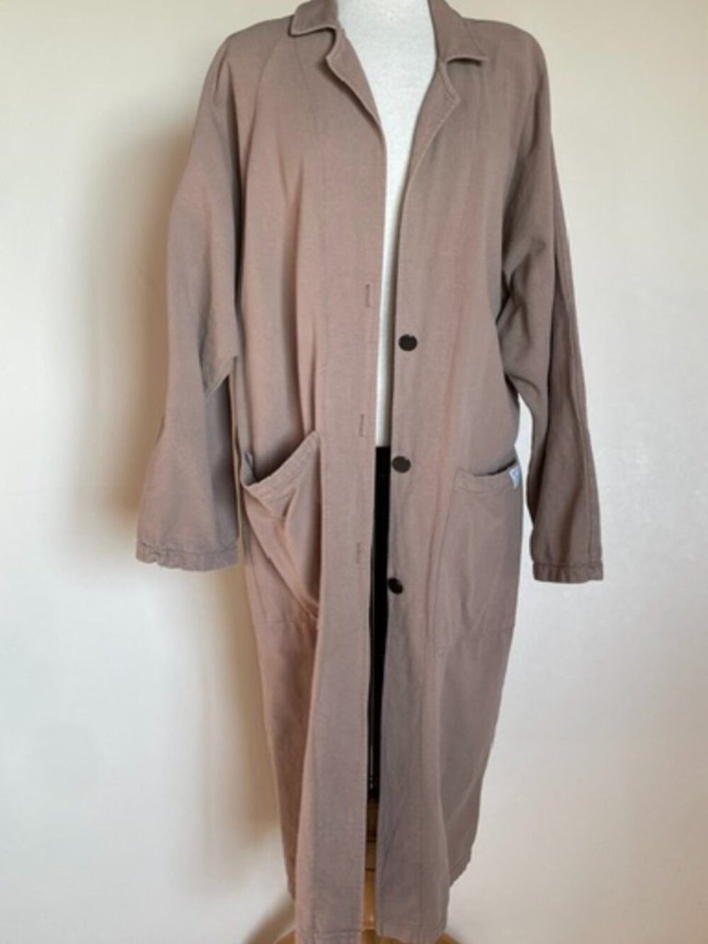 Limited Express Duster Fuzzy Backed Twill Cotton Casual Long Coat One Size